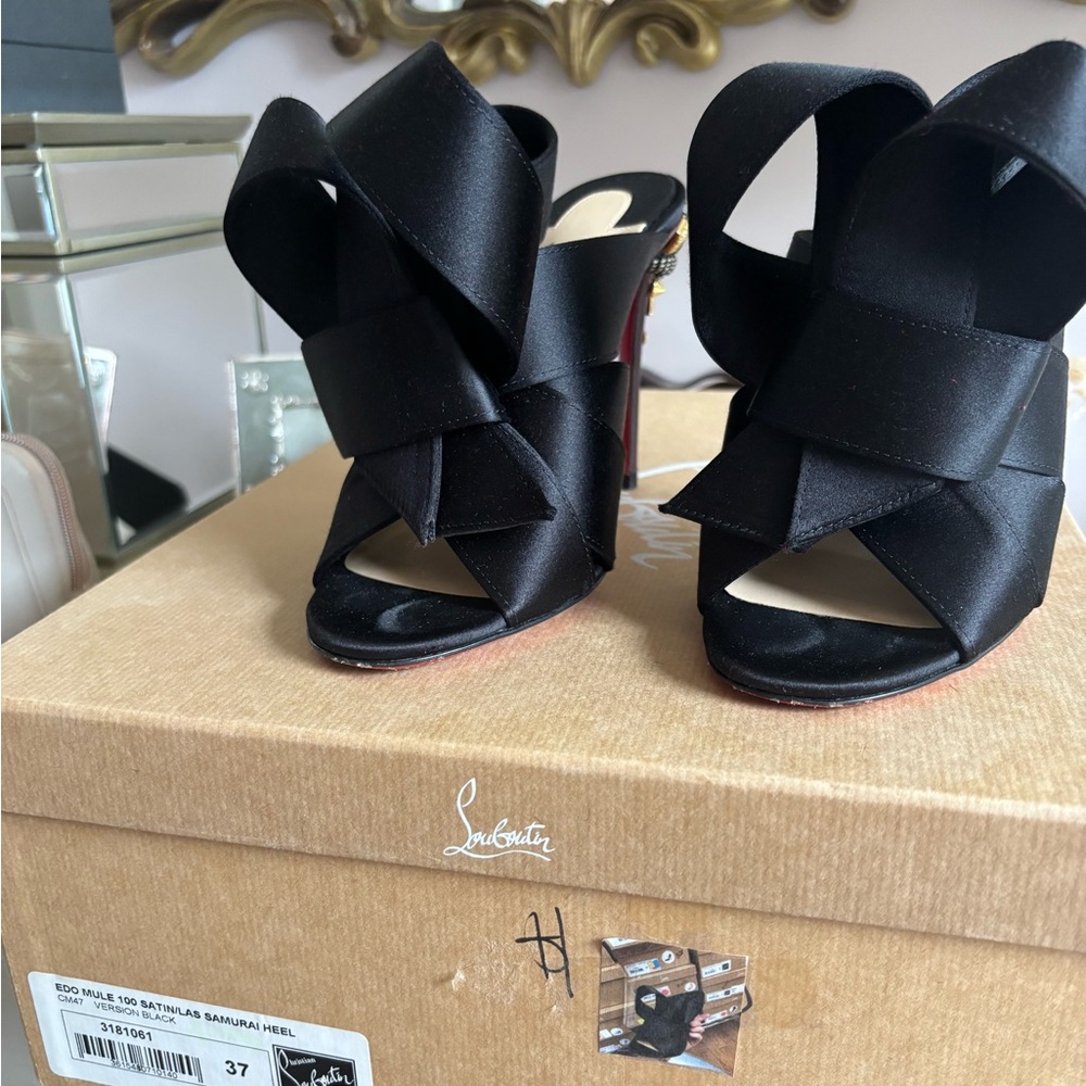 Christian Louboutin Black Satin Sandals